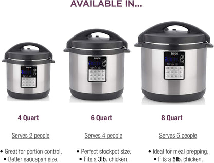 LUX Edge 6 Quart Programmable Electric Multi-Cooker: Pressure Cooker, Slow Cooker, Rice Cooker, Yogurt Maker, Steamer and More - Stainless Steel (ZSELE02)6