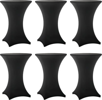 Cocktail Table Covers - 6 Pack 32X43 Inch Table Cloth - Black | Fitted Stretch Spandex round High Top Tablecloth for Party, Bar, Birthday, Pub, Banquet1