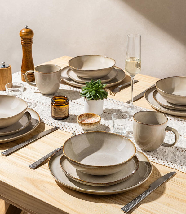 Stoneware Dinnerware Sets for 8,24 Piece Rustic Plates and Bowls Set8