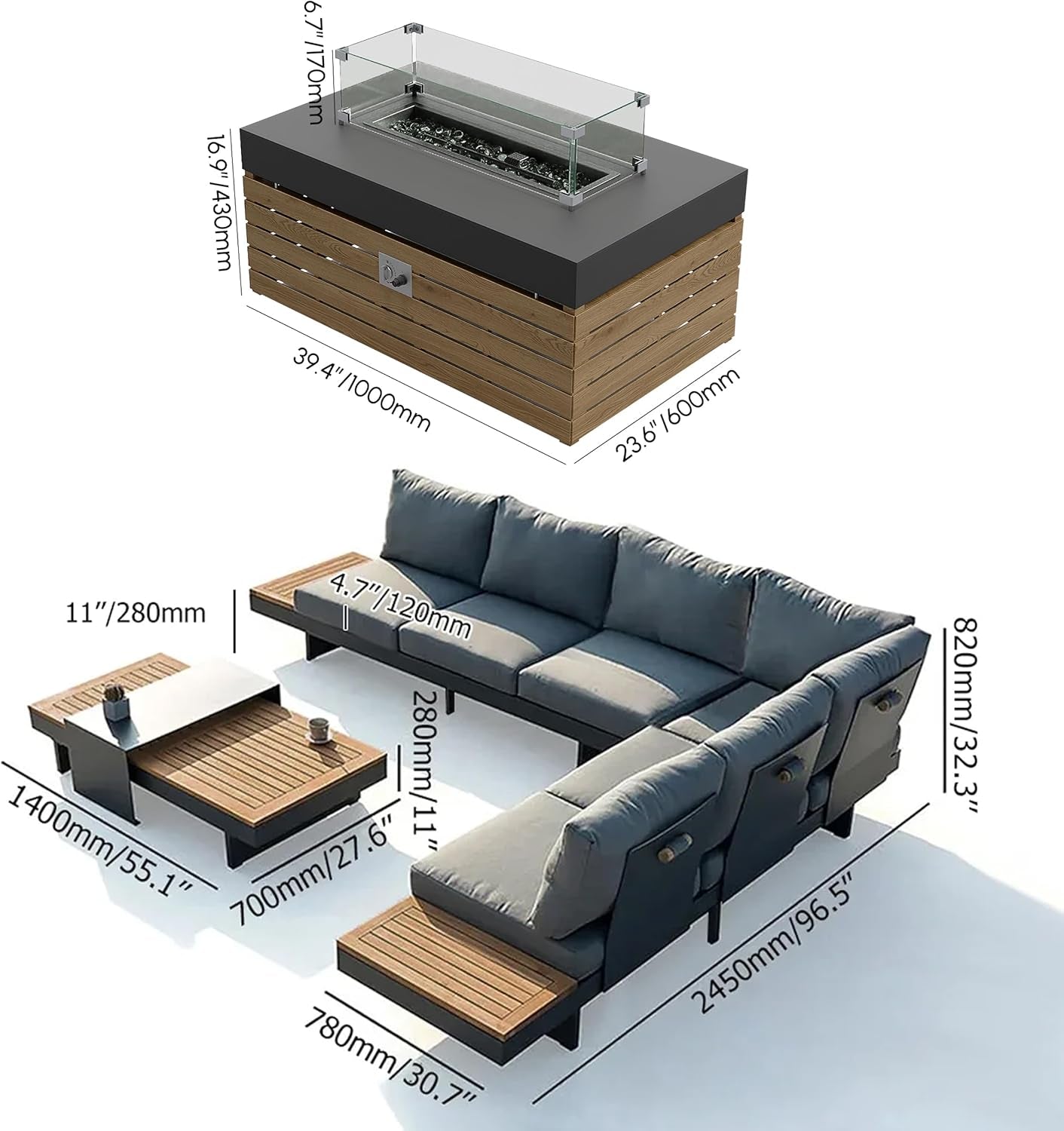 patio-conversation-sets-with-fire-pit-teak-outdoor-sofa-set