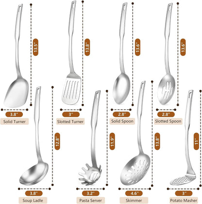 Cooking Utensils Set, 8-Piece Stainless Steel Kitchen Tools for Home2