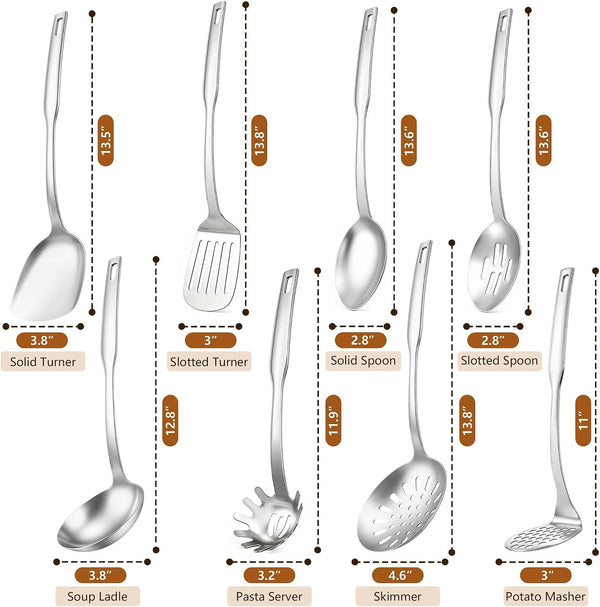 Cooking Utensils Set, 8-Piece Stainless Steel Kitchen Tools for Home2