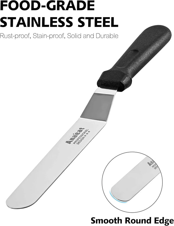 Icing Spatulas, Set of 3 Professional Cake Angled Offset Spatula with 6", 8", 10" Stainless Steel Blades - Thickened Frosting Knife with Plastic Handle for Cake Decorating, Pastry & Baking7