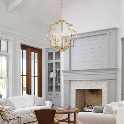 5-Light 22" Gold Globe Chandelier for Kitchen Island Dining Room7