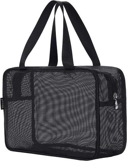 Mesh Shower Caddy Portable Toiletry Tote Gym Bag for College Dorm Bathroom (Black Large)1