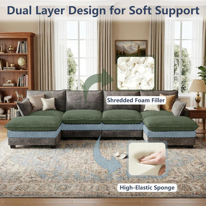 U Shaped Modular Sectional Couch, Comfy Sofa for Living Room4