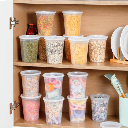 20 Sets 32 Oz Plastic Deli Food Containers with Lids, Airtight Food Storage Containers, Freezer/Dishwasher/Microwave Safe, Soup Containers for Takeout Meal Prep Storage7