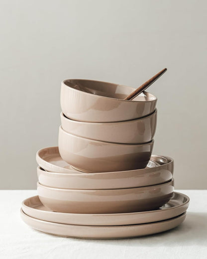 Milkyway 12-Piece Stoneware Dinnerware Set, Cinnamon Brown4