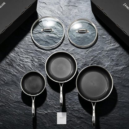 13 Piece Hybrid Ceramic Nonstick Stainless Steel Cookware Set | 5 PC Fry Pan Set, 6 PC Pot Set, 3.7QT Deep Sauté Pan&Lid, Induction Ready, Stay Cool, PFOA Free for All Cooktops4
