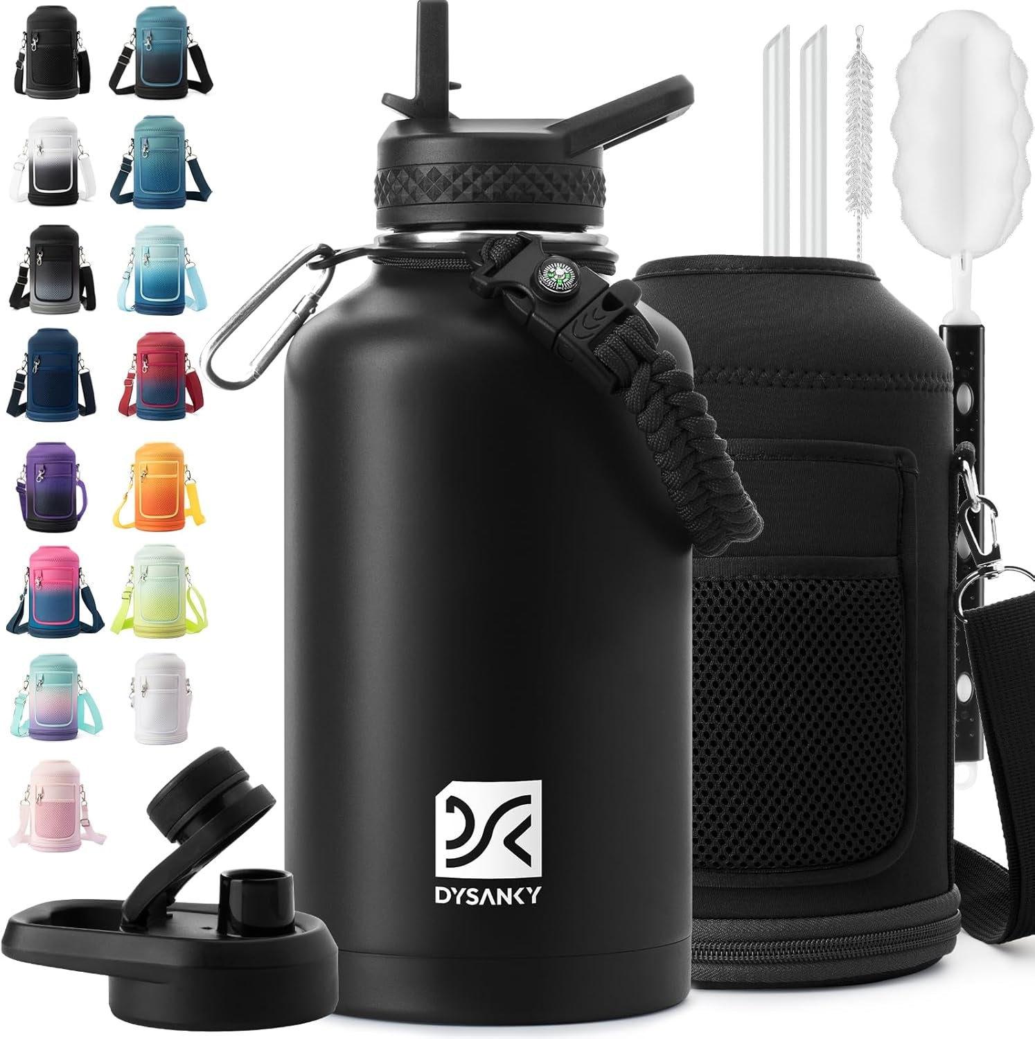 insulated-water-bottle-w-straw-lid-portable-carrier-bag-64oz