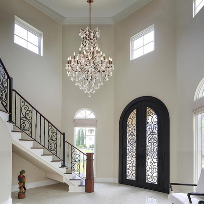 24 Lights Large Crystal Chandeliers Maria Theresa Chandelier for High Ceilings Vintage Chandelier Light Fixture Foyer Hallway Entryway Staircase 55.1" H X 39.4" D4