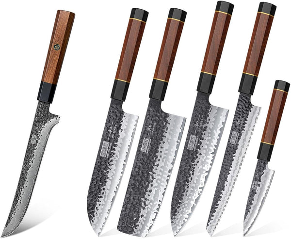 Fillet Knife 7 Inch, Super Sharp Japanese Boning Knife in High Carbon Steel 5 Pieces Knife Set, Japanese High Carbon Steel Kitchen Knife Sets1