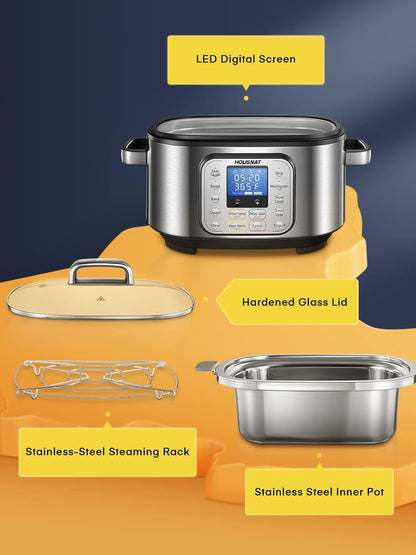 10 in 1 Slow Cooker, 6QT Stainless Steel Inner Pot, with Slow Cook, Sauté, Steam, Smart Timer, 108-428°F Temperature Control, 24H Delay Start5
