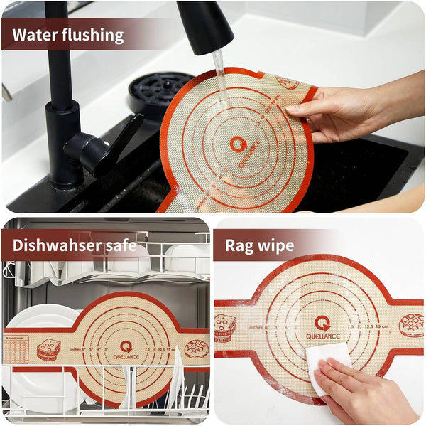 Silicone Sourdough Bread Sling Mat - 2Set round Dough Baking Slings for Dutch Oven, Nonstick High Degree Kitchen Sourbread Making Loaf Pan Lifter Liner, Reusable Cooking Transfer Mats with Long Handle5