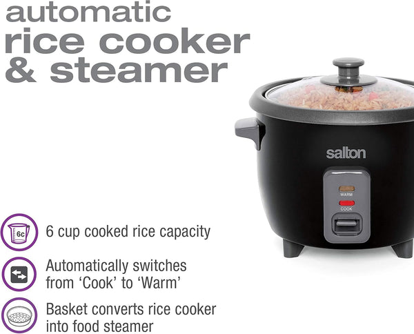 6 Cup Automatic Rice Cooker, 6 Cups Cooked / 3 Cups Uncooked, Stainless Steel7