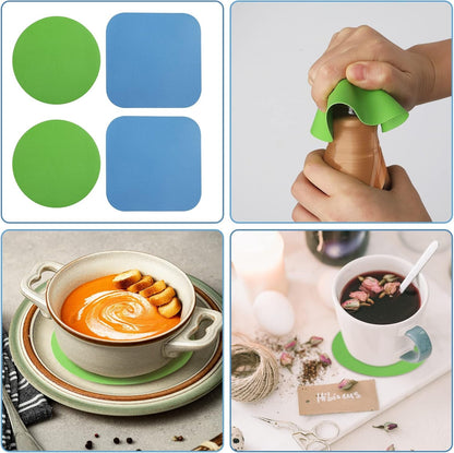 4Pcs Jar Opener Gripper Pad for Seniors with Weak Hands, Rubber | Multi-Function Silicone Bottle Opener Lid Cap Rubber Gripper Pads Kitchen Coasters Gadgets, Light Blue, Green7
