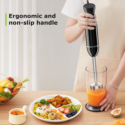Immersion Hand Blender, Smoothie, Puree, Baby Food | Electric Handheld Mixer Portable Stick Mixer with Stainless Steel Blades for Soup, Emulsion Blender with 2 Mixing Speed6