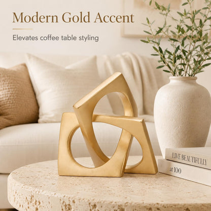 Gold Knot Statue for Coffee Table Centerpiece Decor,Modern Abstract Art Geometric Sculpture and Figurines, Home Decor Accent,Cube Knick Knacks for Shelves,Bookshelf,Entryway,Floating2