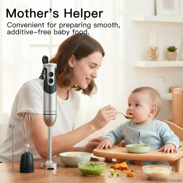 Hand Blender, Immersion Blender Handheld 12-Speed with 80% Sharper Blades, Titanium Reinforced Stainless Steel 3-In-1 Immersion Blender,Includes Whisk and Milk Frother (3-In 1 Black)2