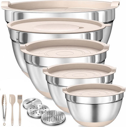 Stainless Steel Mixing Bowls with Lids, 11-Piece Nesting Set1