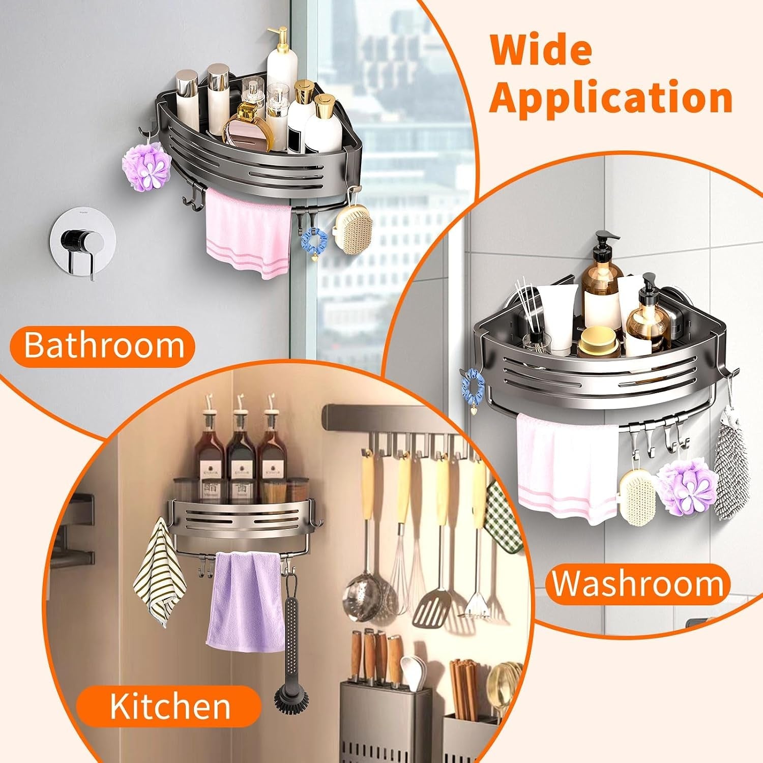 corner-shower-caddy-suction-cup-shower-shelves-organizer-for-bathroom-storage-aluminum-no-drilling-removable-rustproof-shower-shelf-rack-with-towel-bar-hooks-gray