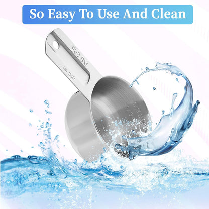 4 Pack 1/2 Cup Stainless Steel Measuring Cup 120 Ml | 120 Cc | 4 Oz Metal Measuring Cups with Handle Kitchen Cooking Gadgets Rice Measurings Cups for Wet and Dry Ingredients5