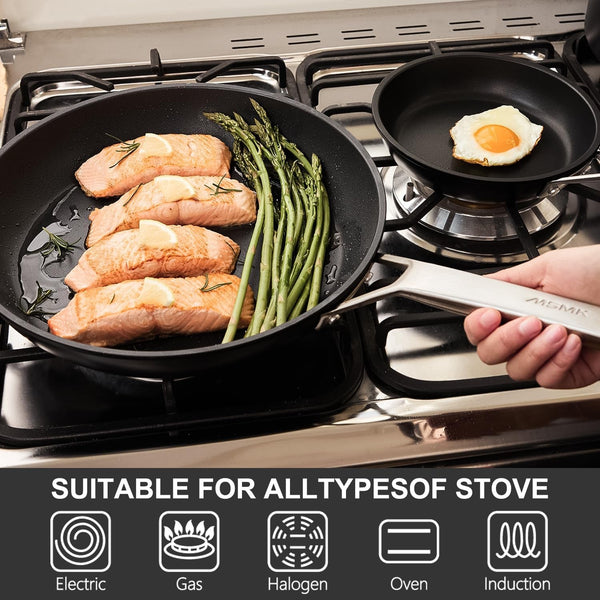 7 Inch Small Nonstick Frying Pan with Lid, Egg Omelet Skillet | Non Toxic, Even Heating, Easy Clean, Dishwasher & Oven Safe, Suitable for Gas & Electric & Induction Stoves, Stainless Steel7