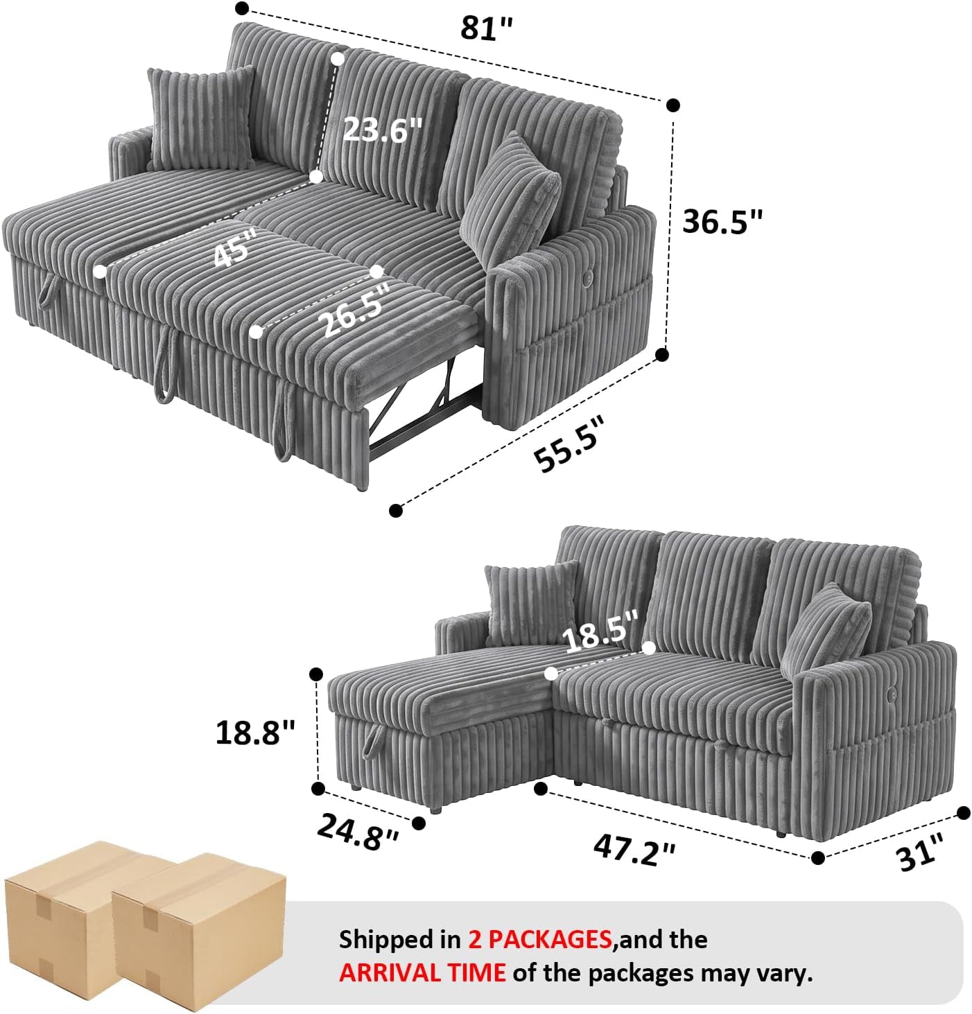 81-sectional-sleeper-sofa-bed-with-storage-chaise-usb-charging-plush-corduroy-l-shaped-pull-out-couch-bed-modular-sectional-sofa-couches-for-living-room-bedroom-light-grey