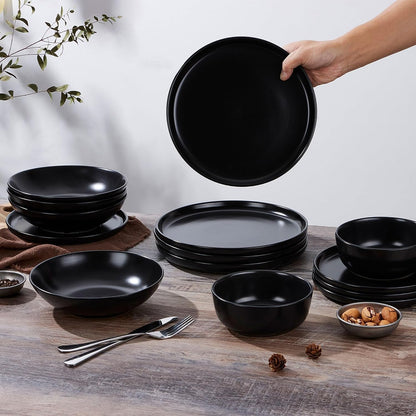 Porcelain Dinnerware Sets, 12 Piece Dishes Set for 4, Black Onyx6