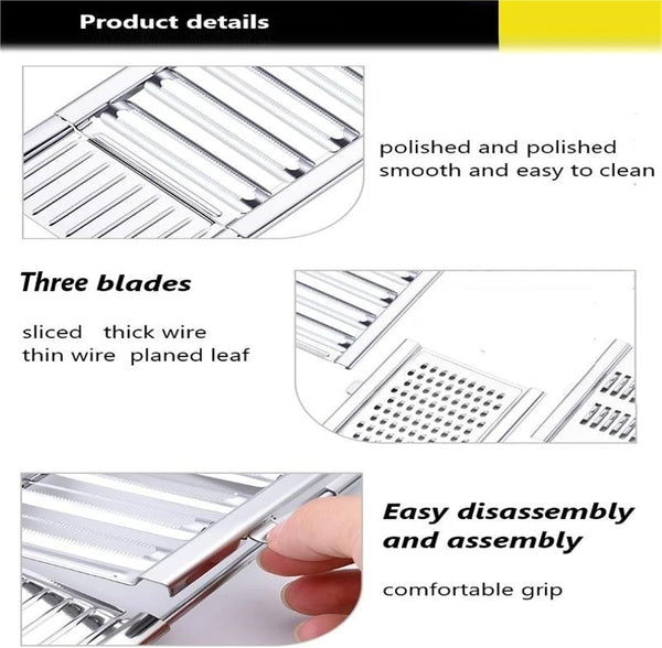 4-In-1 Stainless Steel Mandoline Slicer – Adjustable Vegetable Grater and Peeler with 3 Interchangeable Blades – for Potatoes, Carrots, Cucumbers – Dishwasher Safe Kitchen Tool – Silver7