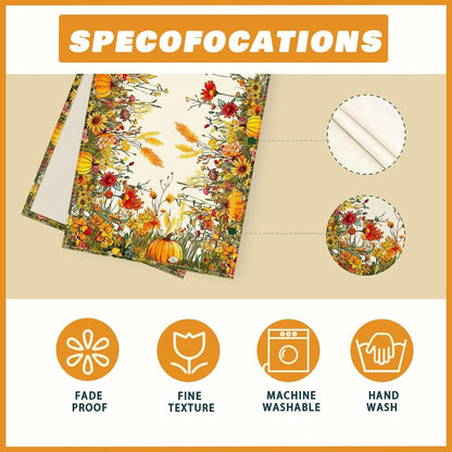 Fall Wild Flowers Pumpkin Table Runner for Home Decoration 13X72 Inch5