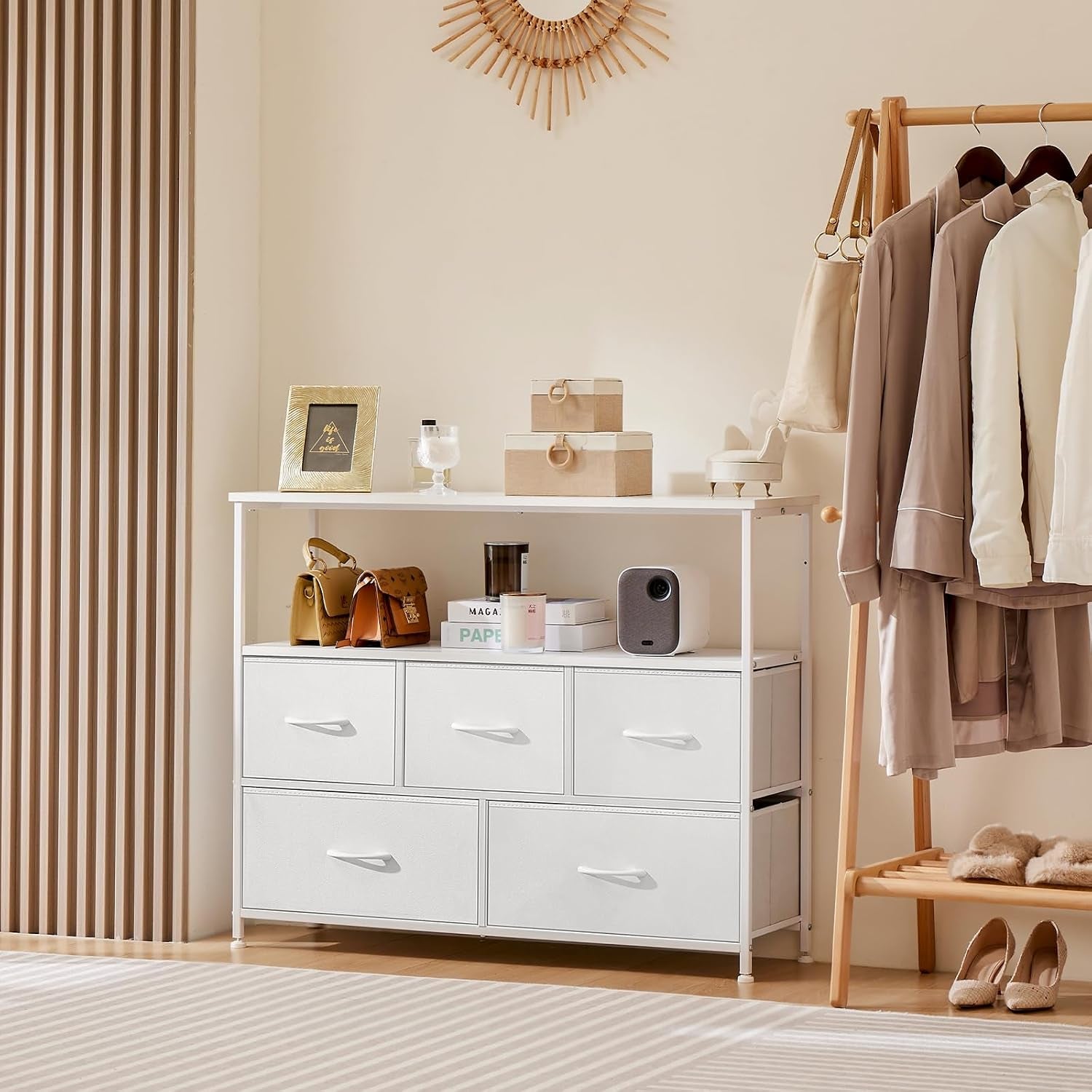 tv-stand-dresser-media-console-storage-drawers-5-fabric-open-shelf-compact-entertainment-unit-for-bedroom-living-space-dorm-organization-white