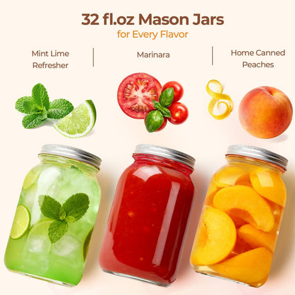 32 Oz Wide Mouth Mason Jars 2 Pack Large Glass Jars with Lids | Bpa-Free Materials, Quart Size, Chunky Salsa, Canning Pickling Sauce, Meal Prep Salad, Sourdough, Jam Jelly, Meal Prep5
