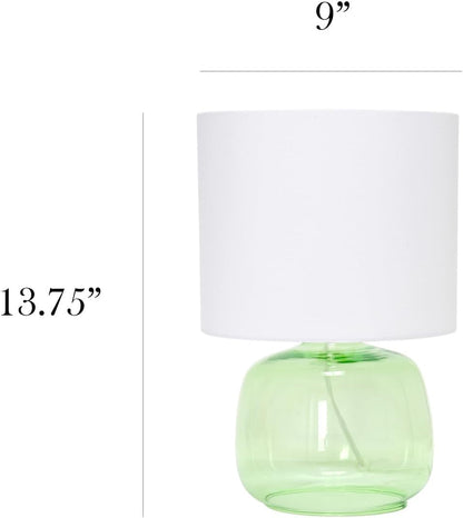 LT2064-GRW Glass Table Lamp with Fabric Shade, Green with White Shade3