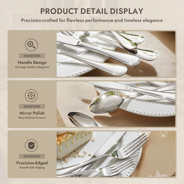 18/10 Stainless Steel Silverware Set for 4, 20 Piece Teardrop Flatware Set |  Heavy Cutlery Set, Mirror Polished Knives Forks and Spoons Utensils, Dishwasher Safe for Home Kitchen Wedding3