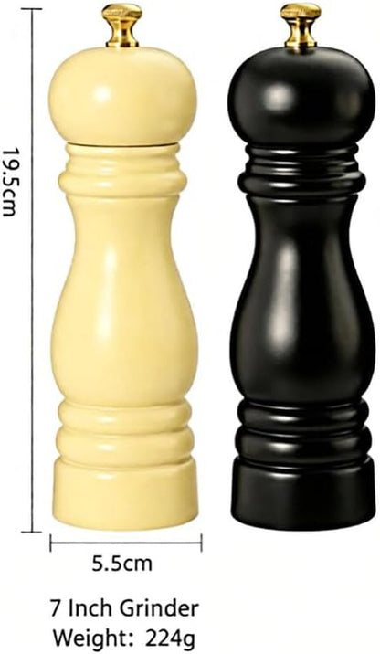 Classic Wooden Pepper Mill, Manual Salt and Pepper Grinder with Gold Adjustment Knob, Adjustable Ceramic Grinding Mechanism2