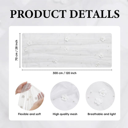 Flower Pearl White Gauze Table Runner 10FT, Seasonal Sheer Dining Holiday Wedding Birthday Baby Shower Table Decor for Home Party7