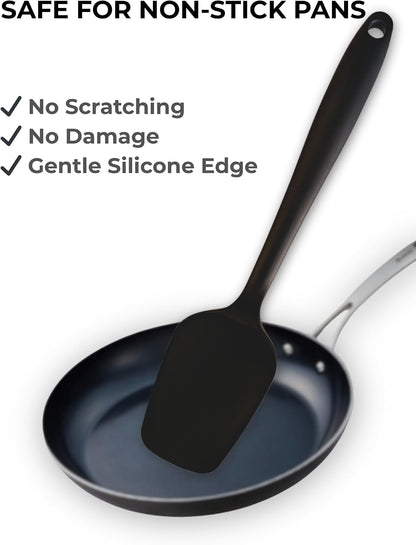 Silicone Spatula Set with Spoon Rest – 4-Piece Heat Resistant Rubber Spatulas for Cooking, Reinforced Core, Non-Stick Safe Kitchen Utensils (Black)3