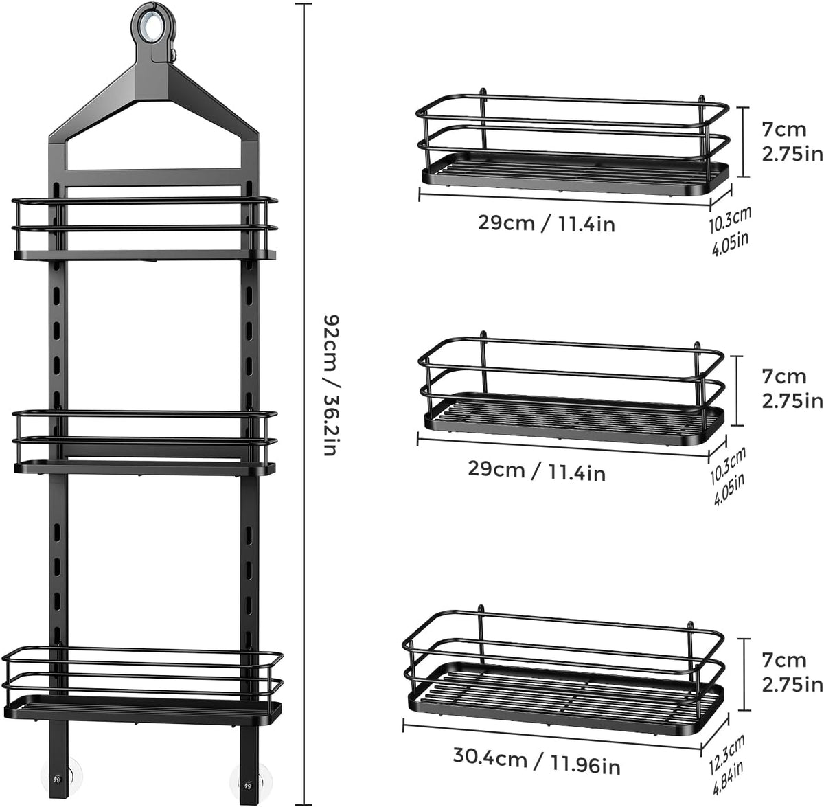 3-tier-adjustable-shower-caddy-hanging-over-head-anti-swing-black
