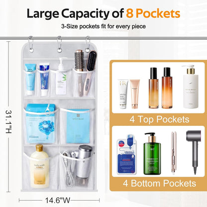 Hanging Mesh Pockets Hold 340Oz/1000Ml Shampoo Shower Organizer with over the Door Hooks2