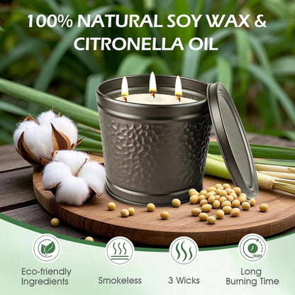 Citronella Candles Outdoor, Large Citronella Candle for Patio, 2 Pack Natural Soy Wax Outdoor Candles Bulk for Garden Yard Home Balcony Camping Backyard,Summer Candle Bulk for Home, Long Burning2
