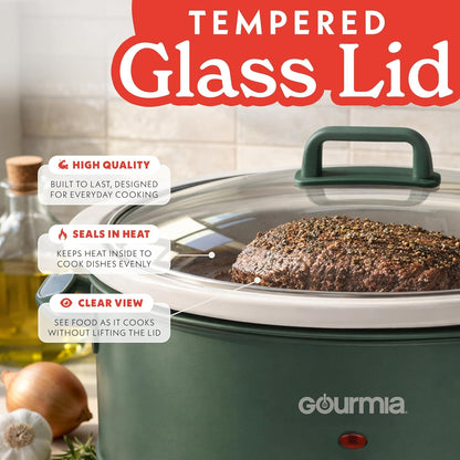 Slow Cooker - 7 Quart Removable Ceramic Pot, Manual Controls with 3 Temperature Settings, Dishwasher Safe Crock and Glass Lid, Green6
