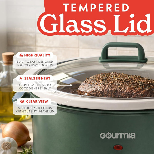 Slow Cooker - 7 Quart Removable Ceramic Pot, Manual Controls with 3 Temperature Settings, Dishwasher Safe Crock and Glass Lid, Green6