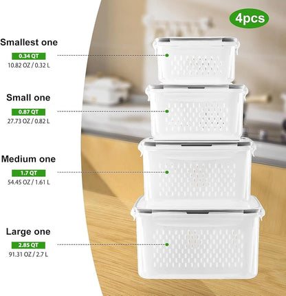 Fruit Storage Containers for Fridge with Removable Colander 4 PCS2
