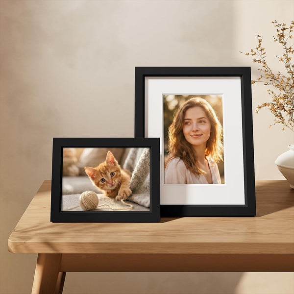 Solid Wood 8X10 Picture Frames Set of 4, Black2