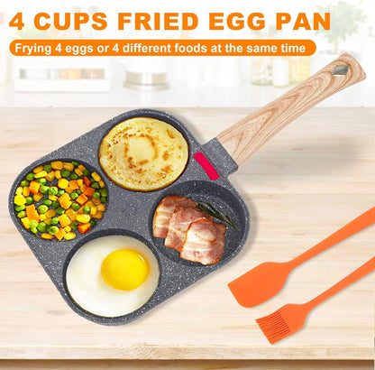 4-Cup Egg Pan Nonstick, Healthy Aluminum Omelette Pan, Breakfast Omelette Skillet for Fried Eggs Cooker, Pancakes, Suitable for Gas Stove & Induction Cookware2