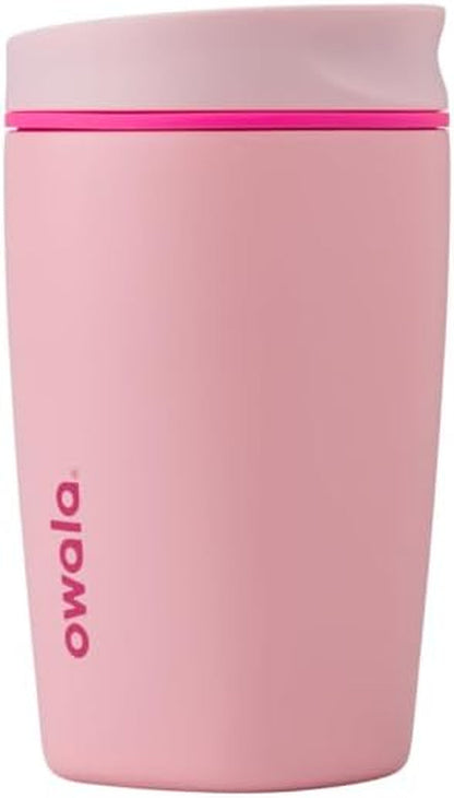 Owala Smoothsip Slider Insulated Stainless Steel Coffee Tumbler, Reusable Iced Coffee Cup, Hot Coffee Travel Mug, BPA Free 12 Oz, Pink (Pucker Up)1