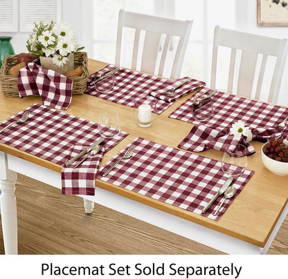 Country Rustic Buffalo Plaid Cotton Tablecloth, 52 X 70 Inch Rectangle, Burgundy, Checkered Cottage Gingham Easy Care Dining Table Cover5