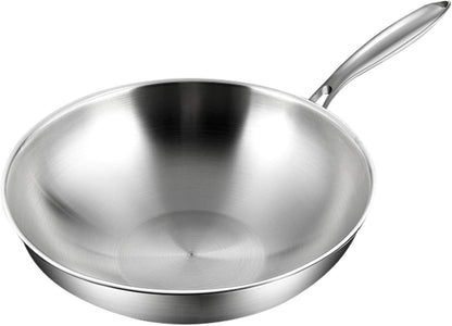 Titanium Wok, No Coating Non-Stick Titanium Pans for Cooking, Flat Bottom Wok, Ultra-Durable, Scratch-Resistant, Compatible with All Cooktops,14.17In1