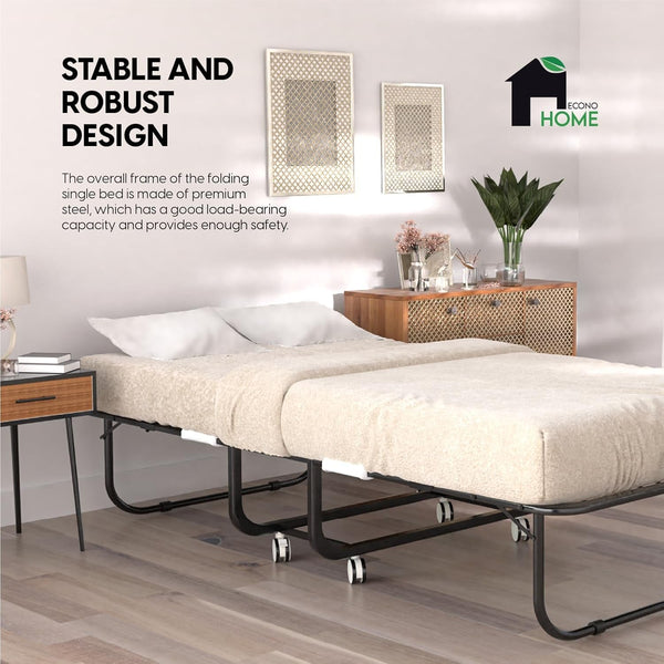 Folding Bed with Mattress - 75X31 Cot Size Frame - Portable Rollaway Guest Bed with 5-Inch Memory Foam Mattress - Space-Saving Foldable Design for Easy Storage (31 Inch)7
